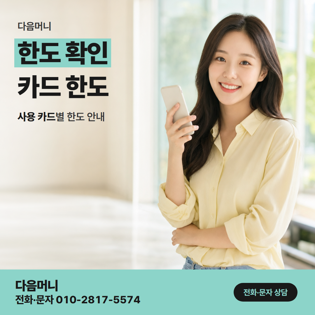 다음머니 남양주카드깡 한도 확인