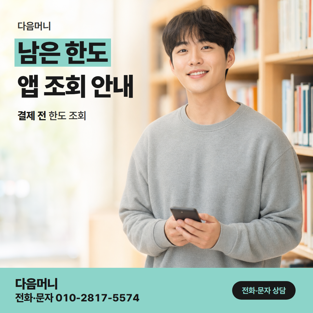 다음머니 남양주카드깡 남은 한도